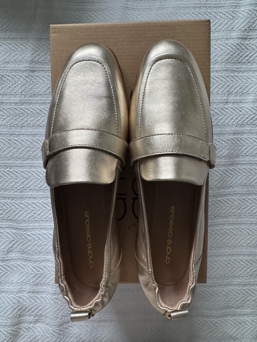 Andre Assous Metallic Gold Slip-On Penny Loafers